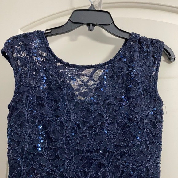 Marina size 0 Navy blue sequin evening dress - Picture 2 of 5